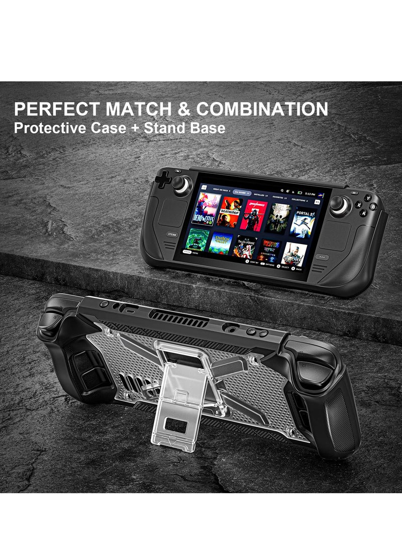 Steam Deck Case with Fold Kickstand TPU Protector Cover Accessories with Stand and Shoulder Strap Shock Absorption Anti Scratch Non Slip Rugged Armor designed for Steam Deck case Transparent  - Image 3