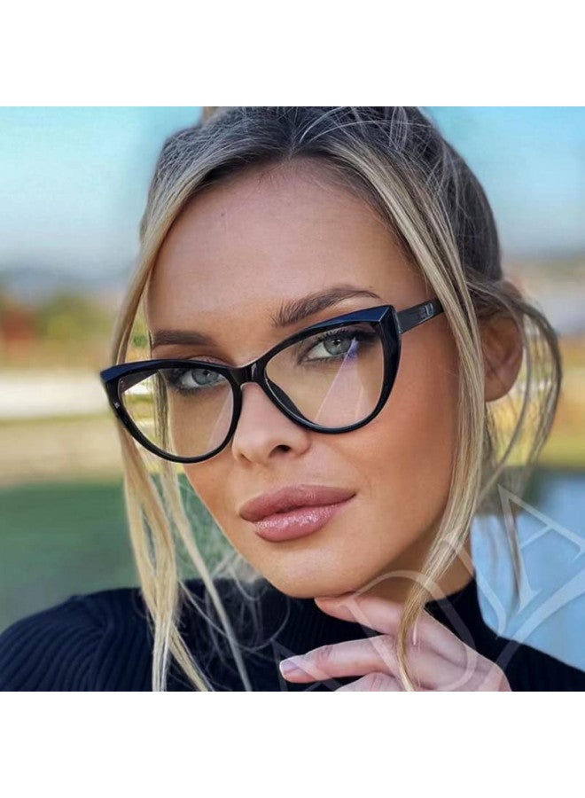 TEAPLMTT 2 Pack Cat Eye Blue Light Blocking Glasses for Women Trendy TR90 Frame Anti Blue Ray Eyesatrain Computer Eyeglasses(Black+Tortoise) - Image 1