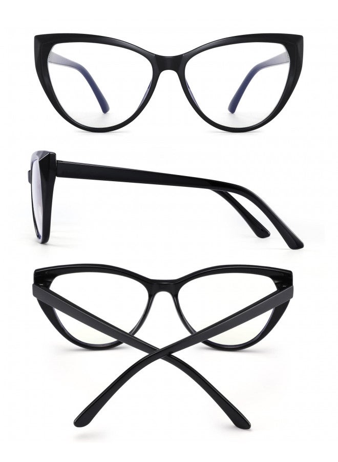 TEAPLMTT 2 Pack Cat Eye Blue Light Blocking Glasses for Women Trendy TR90 Frame Anti Blue Ray Eyesatrain Computer Eyeglasses(Black+Tortoise) - Image 2