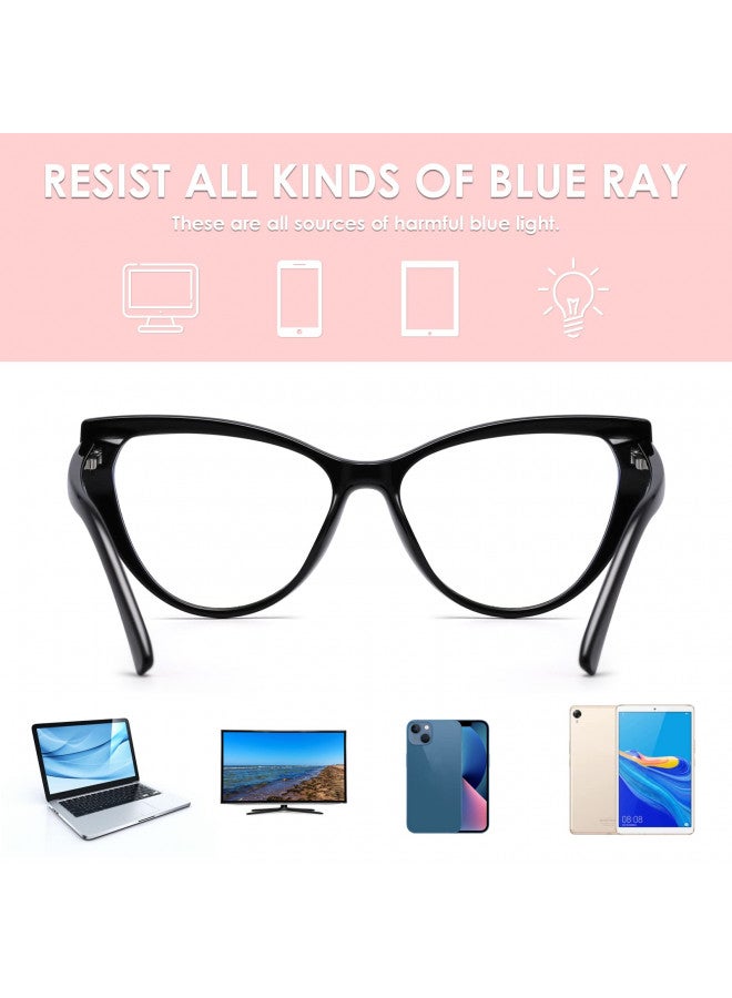 TEAPLMTT 2 Pack Cat Eye Blue Light Blocking Glasses for Women Trendy TR90 Frame Anti Blue Ray Eyesatrain Computer Eyeglasses(Black+Tortoise) - Image 4