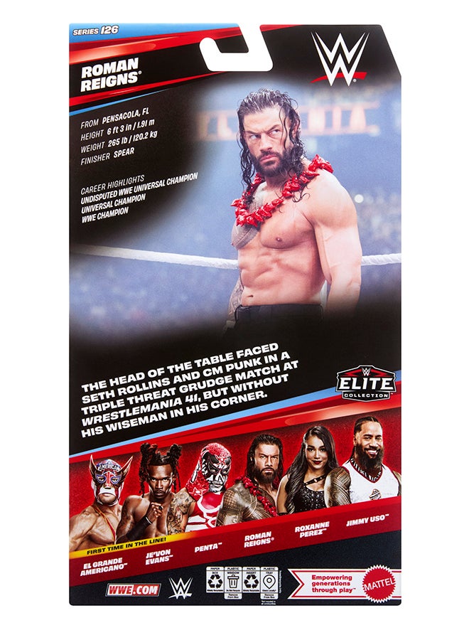 WWE Mattel WWE Elite Action Figure & Accessories, Series #126 Set, 6-inch Collectible Roman Reigns with 25 Articulation Points & Swappable Hands​ - Image 2