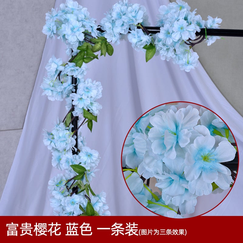 Simulated Cherry Blossom Rattan Wrapped Around Air-Conditioning Pipe Vines Flower Strips Tree Simulated Plastic Fake Flower Rattan Decorative Flower Vines - Image 1