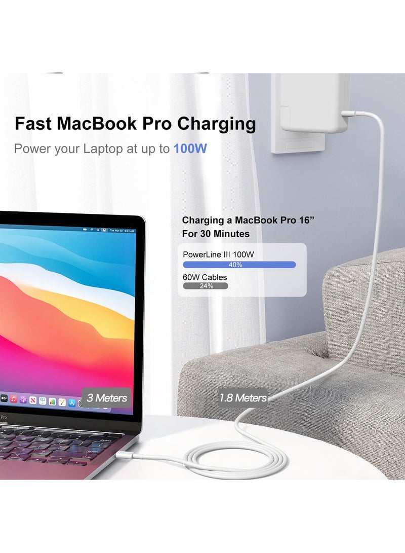 X-level USB C Cable 100W Extra Long USB C to USB C, 2 Meters and 3 Meters 5A Supper Fast USB c Charging Cable for iPhone 16/15 Pro Max iPad Pro 12.9,  Samsung Galaxy S25 Galaxy Z Fold6/Flip6 - Image 2