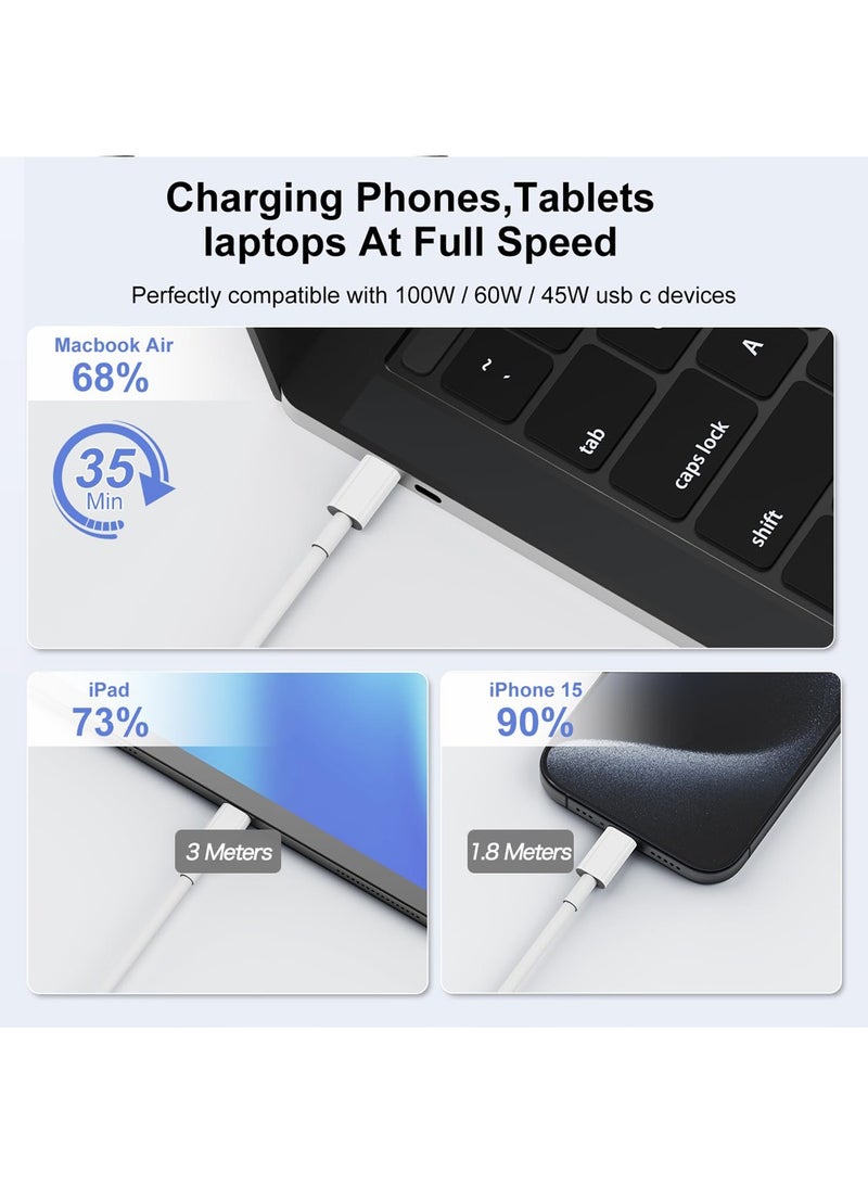 X-level USB C Cable 100W Extra Long USB C to USB C, 2 Meters and 3 Meters 5A Supper Fast USB c Charging Cable for iPhone 16/15 Pro Max iPad Pro 12.9,  Samsung Galaxy S25 Galaxy Z Fold6/Flip6 - Image 3