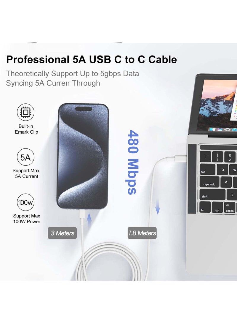 X-level USB C Cable 100W Extra Long USB C to USB C, 2 Meters and 3 Meters 5A Supper Fast USB c Charging Cable for iPhone 16/15 Pro Max iPad Pro 12.9,  Samsung Galaxy S25 Galaxy Z Fold6/Flip6 - Image 5