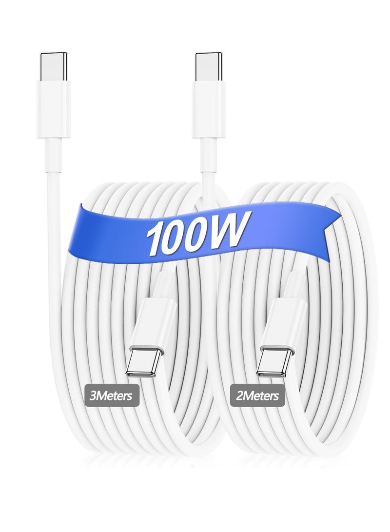 X-level USB C Cable 100W Extra Long USB C to USB C, 2 Meters and 3 Meters 5A Supper Fast USB c Charging Cable for iPhone 16/15 Pro Max iPad Pro 12.9,  Samsung Galaxy S25 Galaxy Z Fold6/Flip6 - Image 1