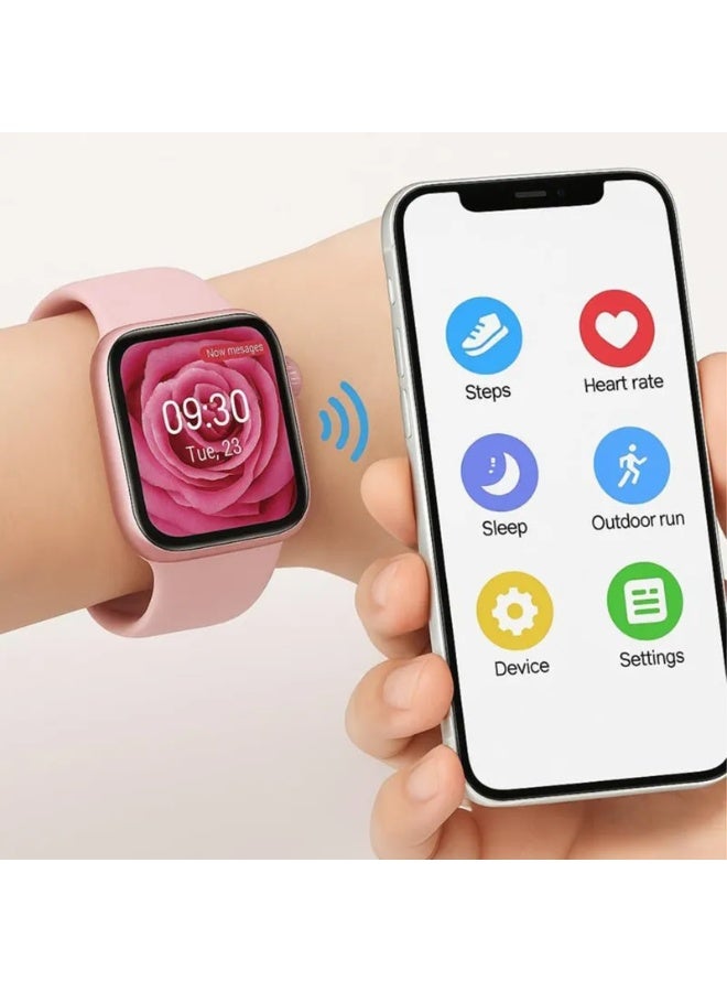JOHN PAULS Women Smart Watch Pink with AMOLED Always-On Display & Bluetooth Calling Waterproof Fitness Tracker 3 Interchangeable Straps HD Touch Screen Android & iOS Compatible - Image 5