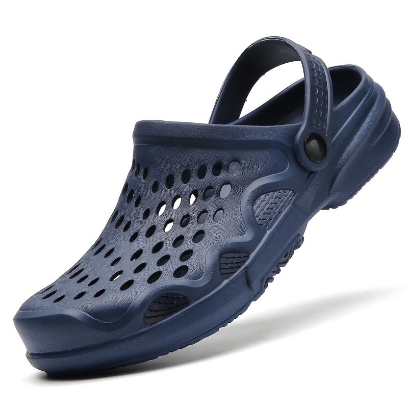 FLIOZY Men's Garden Clogs Shoes Lightweight Non Slip Shower Slippers Summer Breathable Outdoor Soft Beach Sandals Navy 42 - Image 1