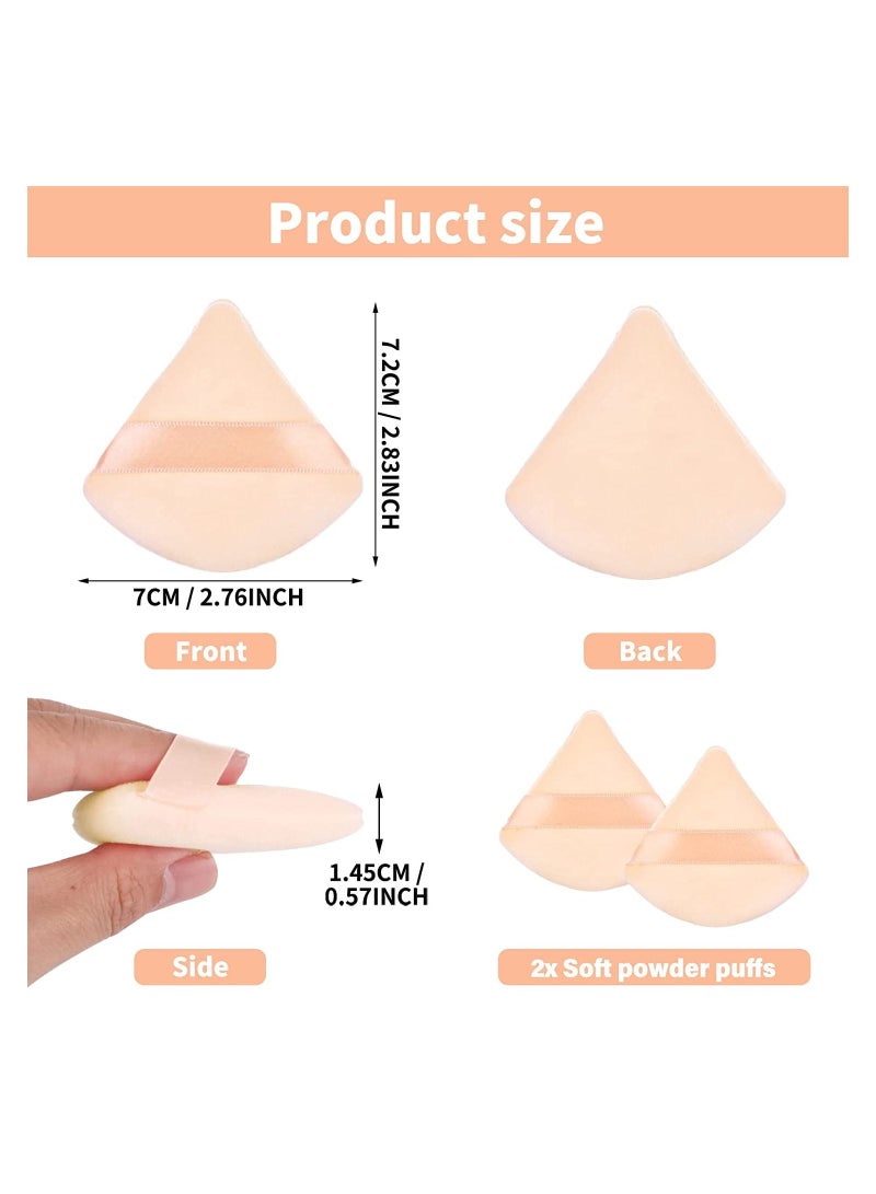 ORiTi 2 PCS Triangle Powder Puffs Face Cosmetic Powder Puff Washable Reusable Soft Plush Powder Makeup Sponge - Image 3