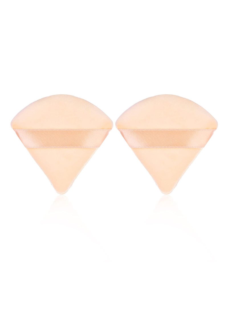 ORiTi 2 PCS Triangle Powder Puffs Face Cosmetic Powder Puff Washable Reusable Soft Plush Powder Makeup Sponge - Image 1