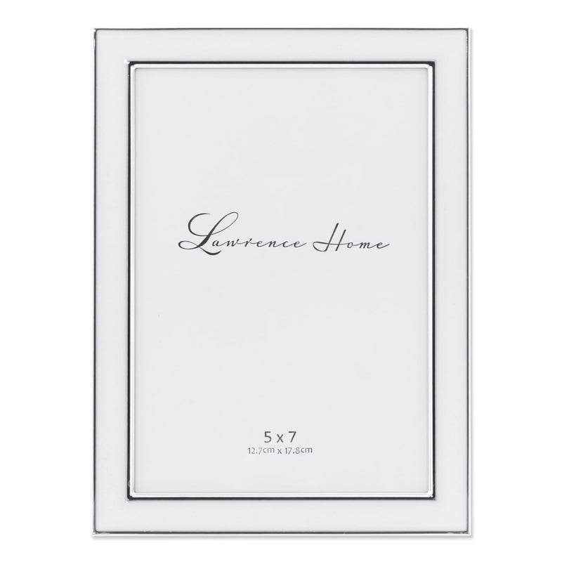 Lawrence Frames Silver Plated Metal with White Enamel Picture Frame White 5x7