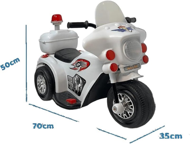 Leno Electric Motorcycle Ride‑On 6 V for Kids with Police Lights & Sounds Training Wheels Durable Outdoor, Electric Police Motorcycle, Ride‑On Bike for Children Ages 2–5 ( ) - Image 1