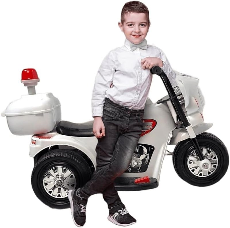 Leno Electric Motorcycle Ride‑On 6 V for Kids with Police Lights & Sounds Training Wheels Durable Outdoor, Electric Police Motorcycle, Ride‑On Bike for Children Ages 2–5 ( ) - Image 2