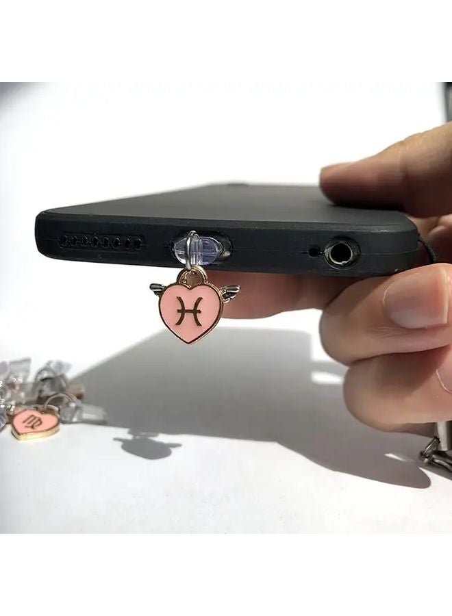 Angel Wings Fish Zodiac Phone Dust Plug Charm For IPhone 6 14 Charging Port - Image 1