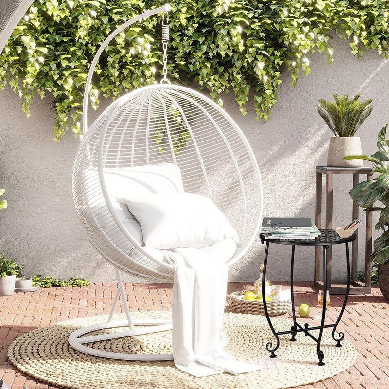 DARCKLE 14 Inch Outdoor Metal Side Table, Patio Side Table Weather Resistant Metal Side Table, Small Round Outdoor End Table Plant Stands Table Outside for Patio Yard Balcony Garden Black(Color4-Flowers) - Image 5