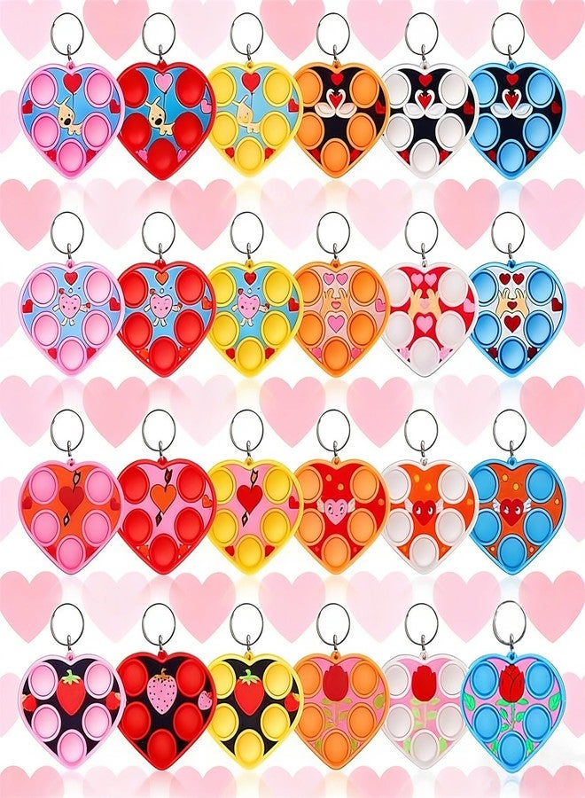 PSDFH 24 Packs Valentine Present Unique Mini Heart Assorted fidgets Bubble Toys for Kids Children Classroom Students Gifts from Teacher,Birthday Party Favors - Image 1