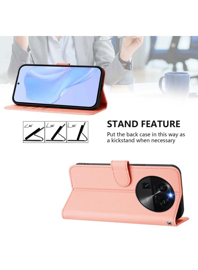 S-TOP Case For OPPO Find X6 Skin Feel Solid Color Leather Phone Case with Lanyard - Image 3