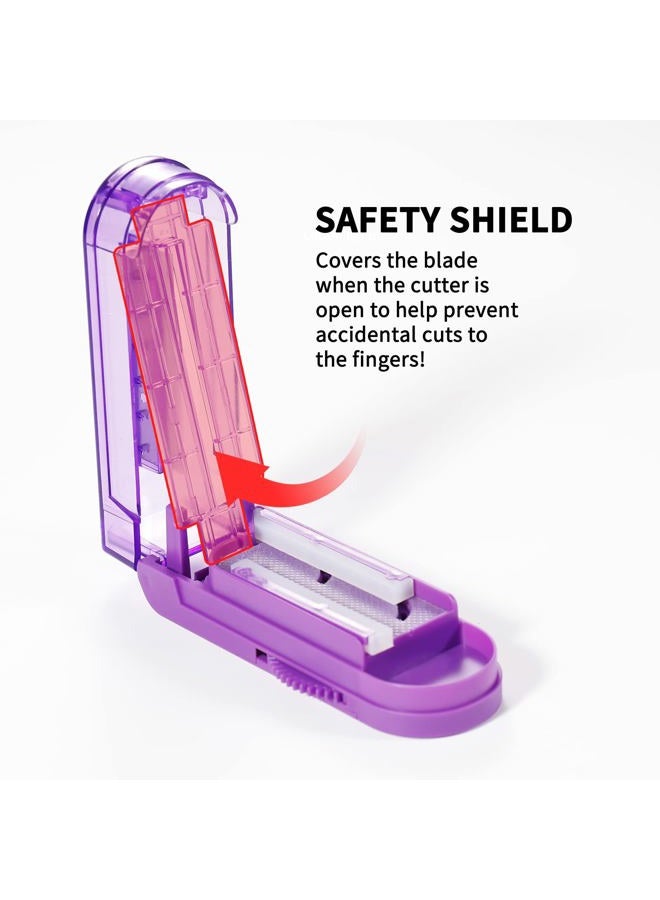 EIVENNKO Multiple Pill Splitter, Adjustable Pill Cutter, Stainless Steel Cutting Blade & Blade Guard, with Accurate Pill Alignment, for Cutting Small Pills or Large Pills in Half (Purple) - Image 3