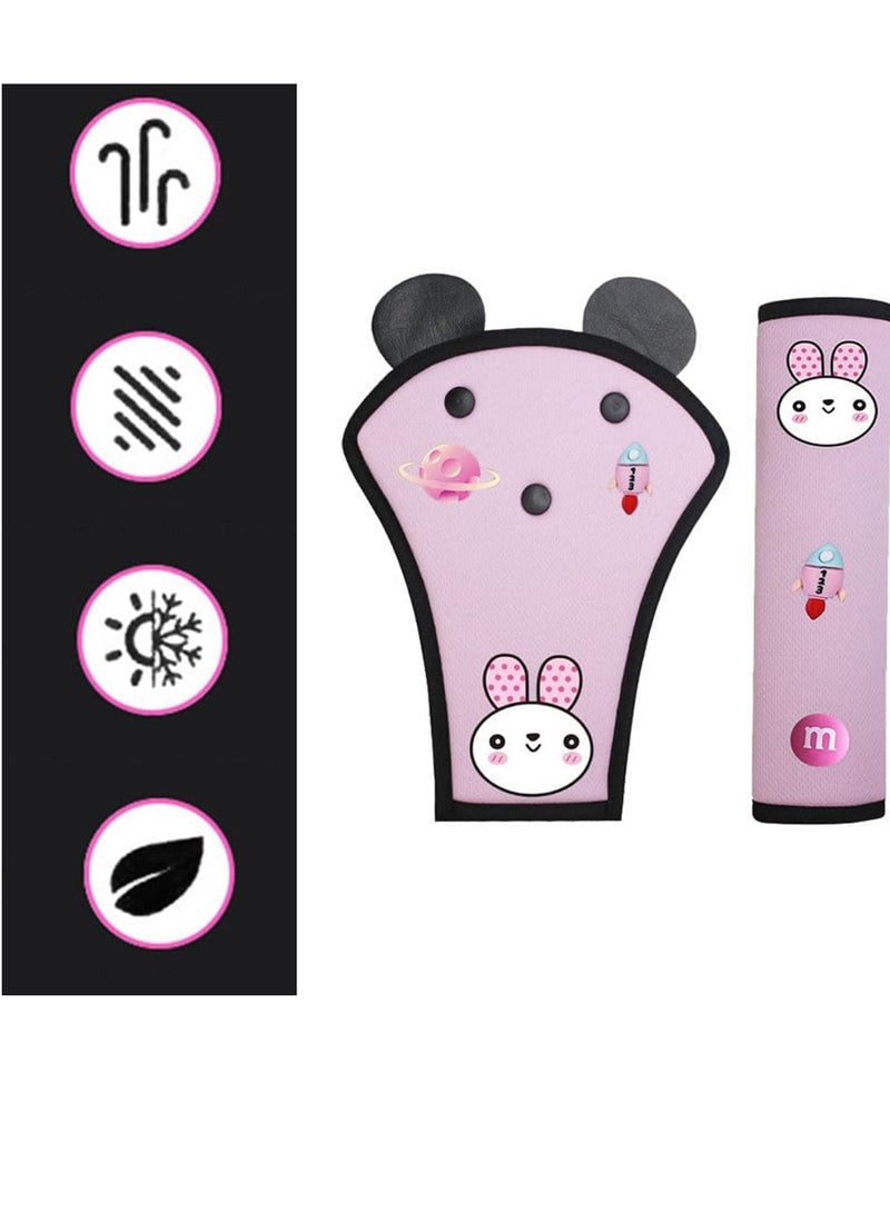 جونيس وسادة حزام الأمان للسيارة، مثبت حزام الأمان للأطفال، 2 قطعة مثبت حزام الأمان العالمي لسيارة السفر، غطاء حزام مقعد السيارة. - Image 4