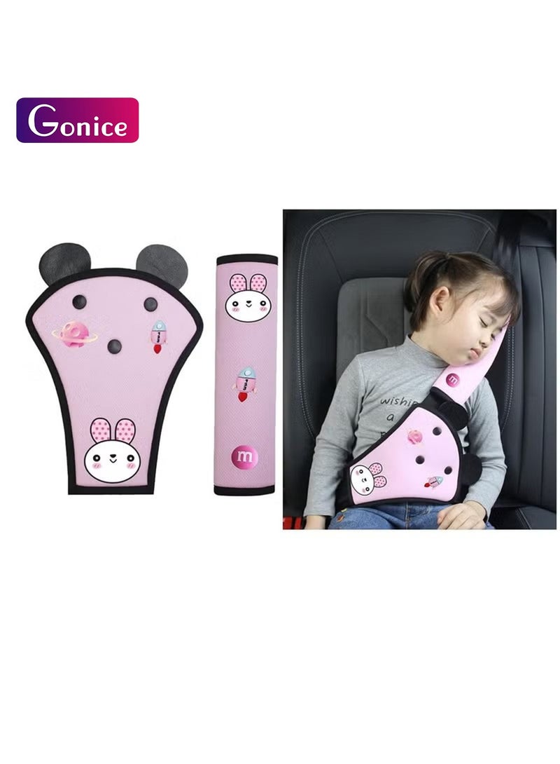 جونيس وسادة حزام الأمان للسيارة، مثبت حزام الأمان للأطفال، 2 قطعة مثبت حزام الأمان العالمي لسيارة السفر، غطاء حزام مقعد السيارة. - Image 1