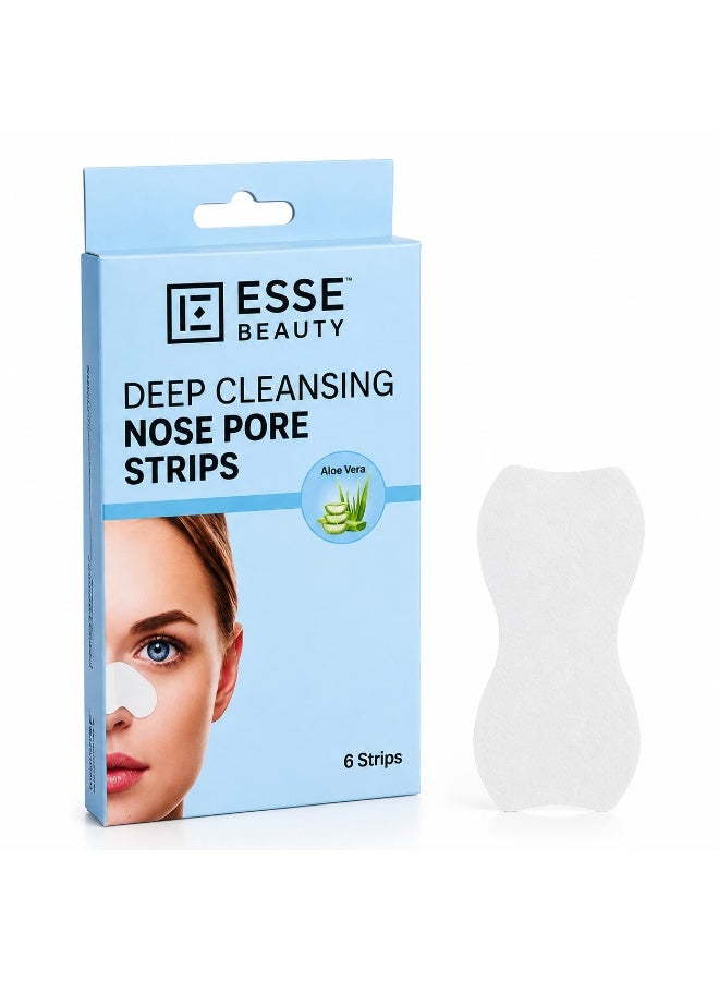 ESSE Beauty Deep Cleansing Nose Pore Strips with Aloe Vera - Removes Blackheads & Unclogs Pores - 6 Strips - Image 1