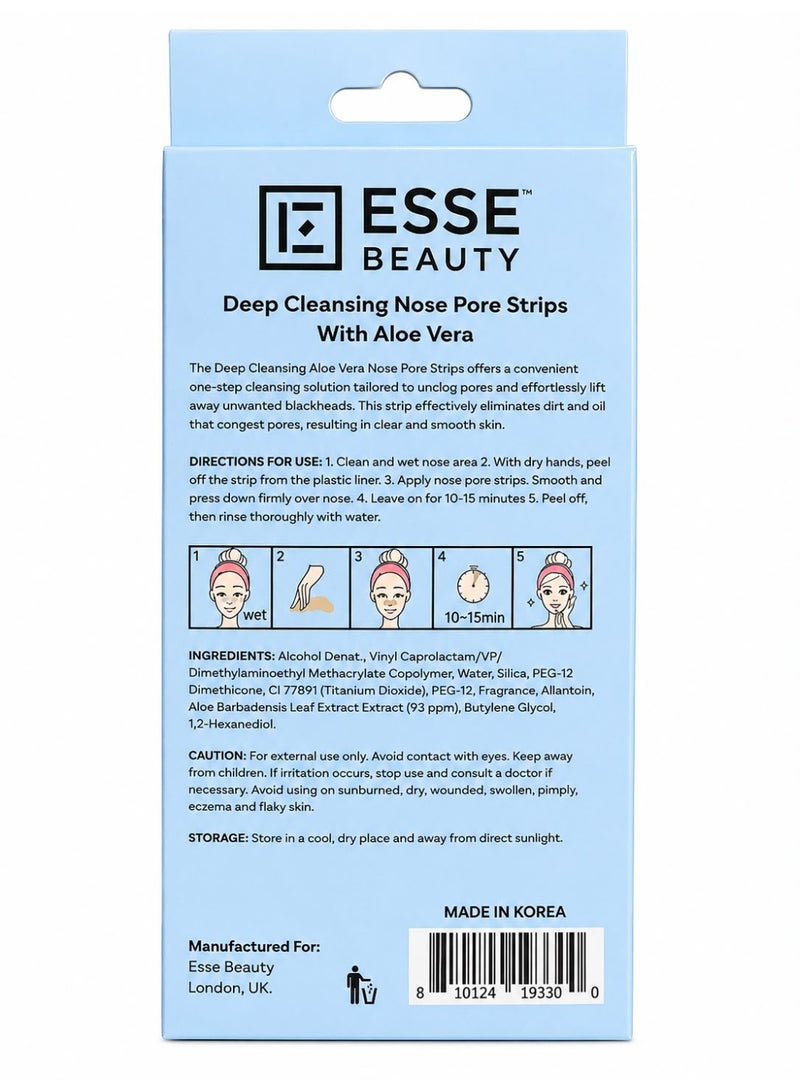 ESSE Beauty Deep Cleansing Nose Pore Strips with Aloe Vera - Removes Blackheads & Unclogs Pores - 6 Strips - Image 2
