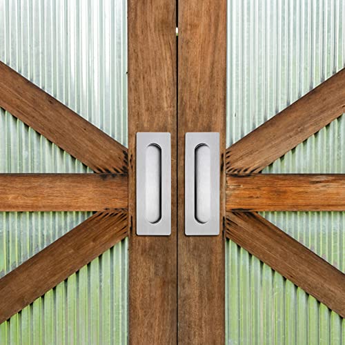 Malimali 7 Inch Large Recessed Finger Flush Pulls for Barn and Pocket Doors, Heavy Duty Sliding Closet Handle, Brushed Stainless Steel Rectangular Hardware (2 Pack) - Image 5