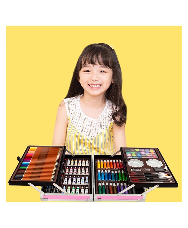 chrome حقيبة ملونة كروم 145 مجموعة قرطاسية يونيكورن للفتيات، هدية عيد الميلاد، هدية عيد الميلاد للفتيات، حقيبة ملونة بمقبض ومجموعة فنون وحرف ملونة احترافية 145 (يونيكورن) - Image 4