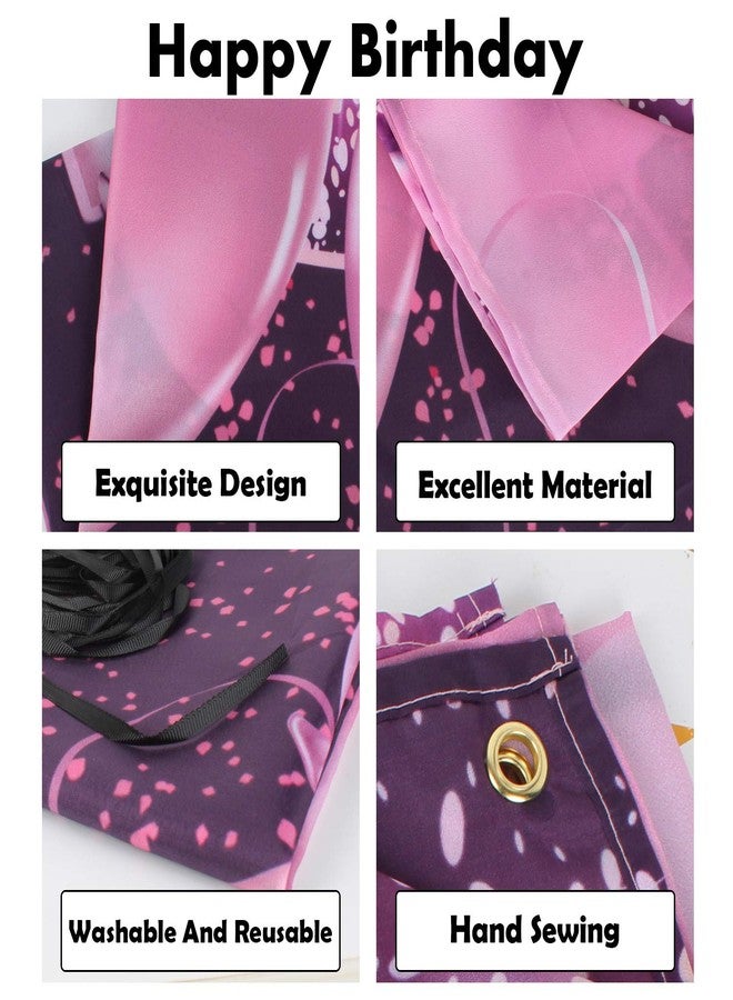PAKBOOM Happy 91st Birthday Banner Backdrop - 91 Birthday Party Decorations Supplies for Women - Pink Purple Gold 4 x 6ft - Image 3