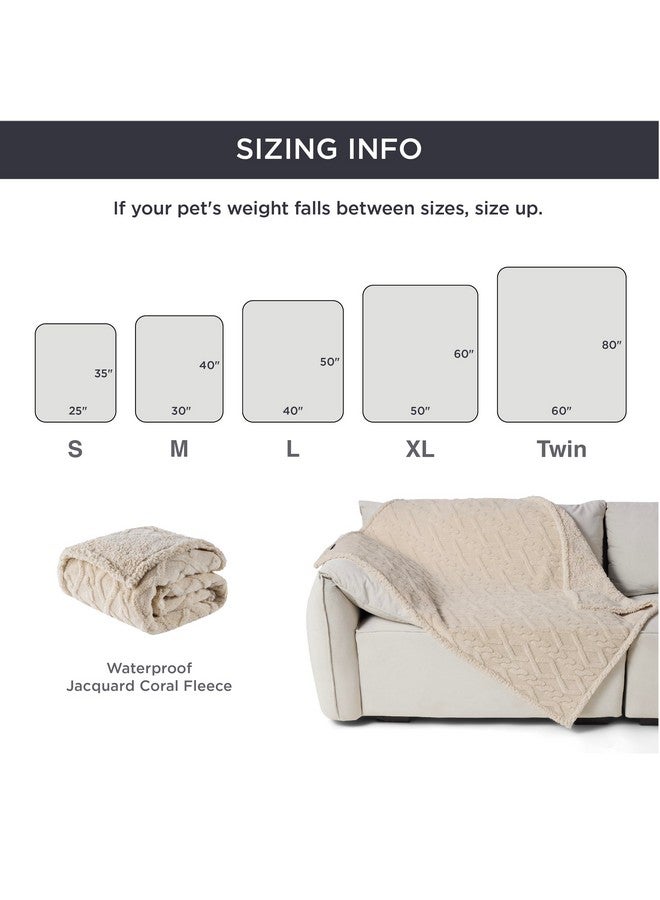 Bedsure Waterproof Dog Blankets for Large Dogs - Pet Blanket for Couch Protector Washable, Premium Jacquard Coral Fleece Cat Throw Blanket, Soft Plush Reversible Furniture Protection, 50"x60", Cream - Image 4