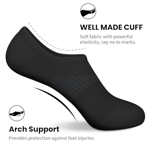 wernies No Show Socks Womens 8 Pairs, Ankle Non Slip Low Short Invisible Thin Liner Socks Black 5-8 - Image 4