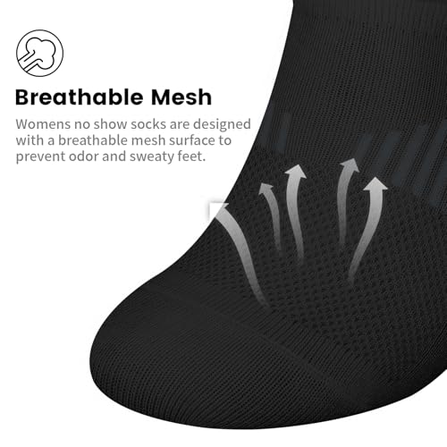 wernies No Show Socks Womens 8 Pairs, Ankle Non Slip Low Short Invisible Thin Liner Socks Black 5-8 - Image 3