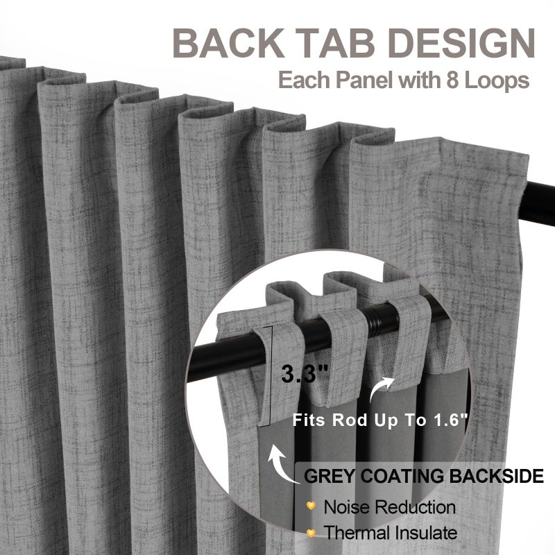 INOVADAY 100% Blackout Curtains for Bedroom  Thermal Insulated Linen Blackout Curtains 90 Inch Length 2 Panels Set  Back Tab/Rod Pocket Room Darkening Curtains for Nursery - Dark Grey  W50 X L90 - Image 4