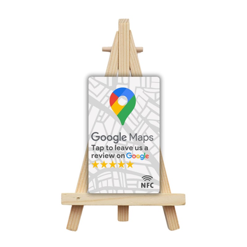 Tinydabba Review NFC Card Maps Edition With Stand | Along with QR Code | Boost Business Reviews with Tap or Scan | Pre-Configured PVC Card | Works with any NFC-Enabled Smartphone | With Dashboard - Image 1