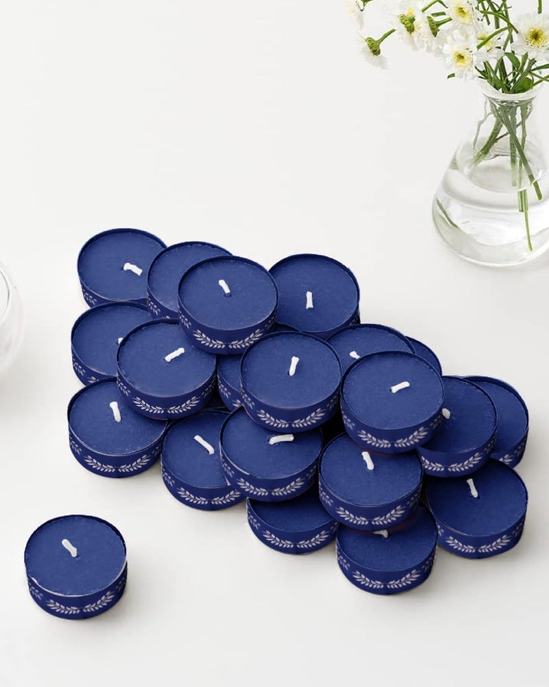 ThinkArtDecor شموع من نوع Tealight عطرية، برائحة فاخرة عضوية تدوم حتى 4 ساعات، مصنوعة من شمع الصويا غير دخاني وخالية من التسرب (عبوة تحتوي على 96 شمعة، برائحة نسيم الأطلسي) - Image 1