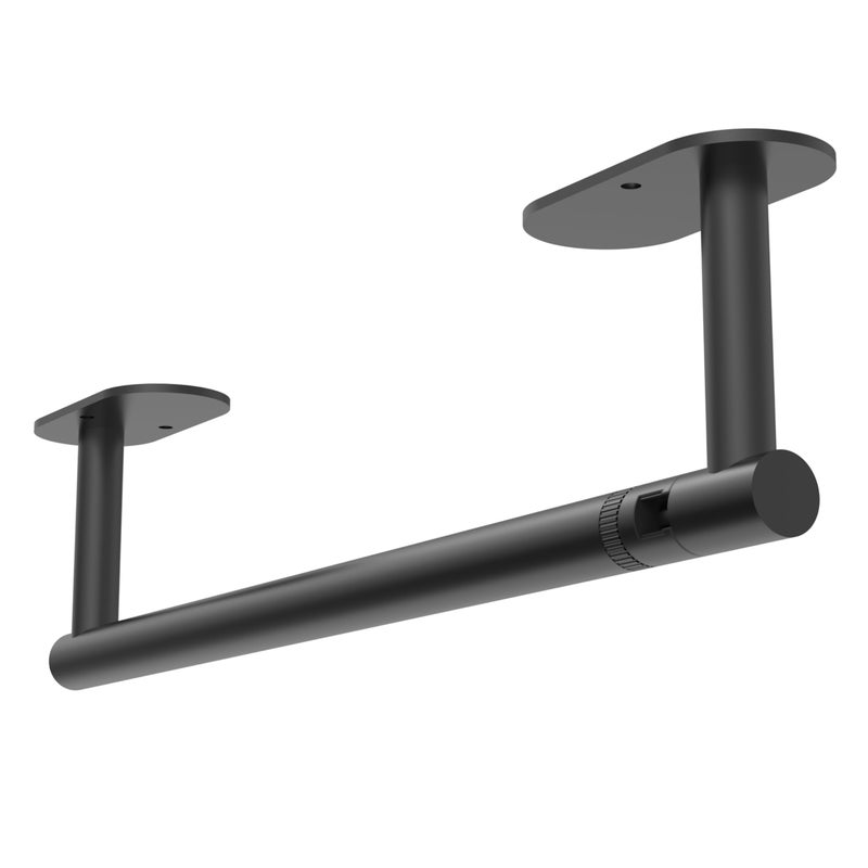 RUACQ Paper Towel Holder Under Cabinet, Wall Mounted or Adhesive Stainless Steel Paper Towel Holder,Round Base Paper Towel Rack for Kitchen, RV, Bathroom (Matte Black) - Image 1