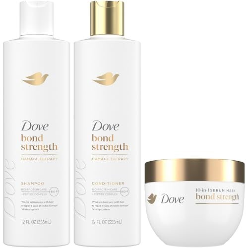 Dove Bond Strength Shampoo & Conditioner Set + Hair Mask Serum Bundle – Bond Repair Treatment for Damaged and Frizzy Hair (3 Piece Set) - Image 1