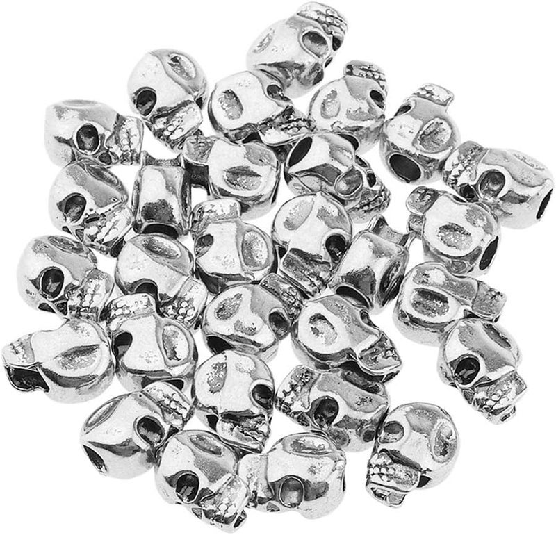 klarako 30x Skull Dreadlock Hair Beads Hair Braid Rings Cuff Clip Hair Decor Jewelry  Silver, as described - Image 2