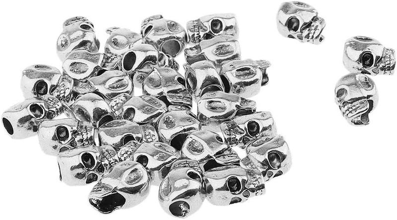 klarako 30x Skull Dreadlock Hair Beads Hair Braid Rings Cuff Clip Hair Decor Jewelry  Silver, as described - Image 5
