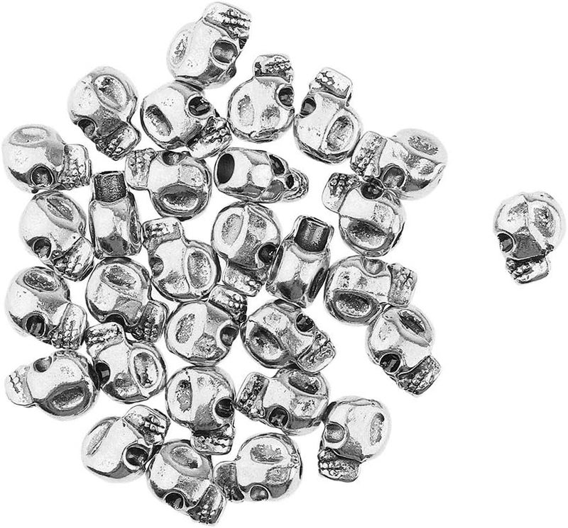 klarako 30x Skull Dreadlock Hair Beads Hair Braid Rings Cuff Clip Hair Decor Jewelry  Silver, as described - Image 1