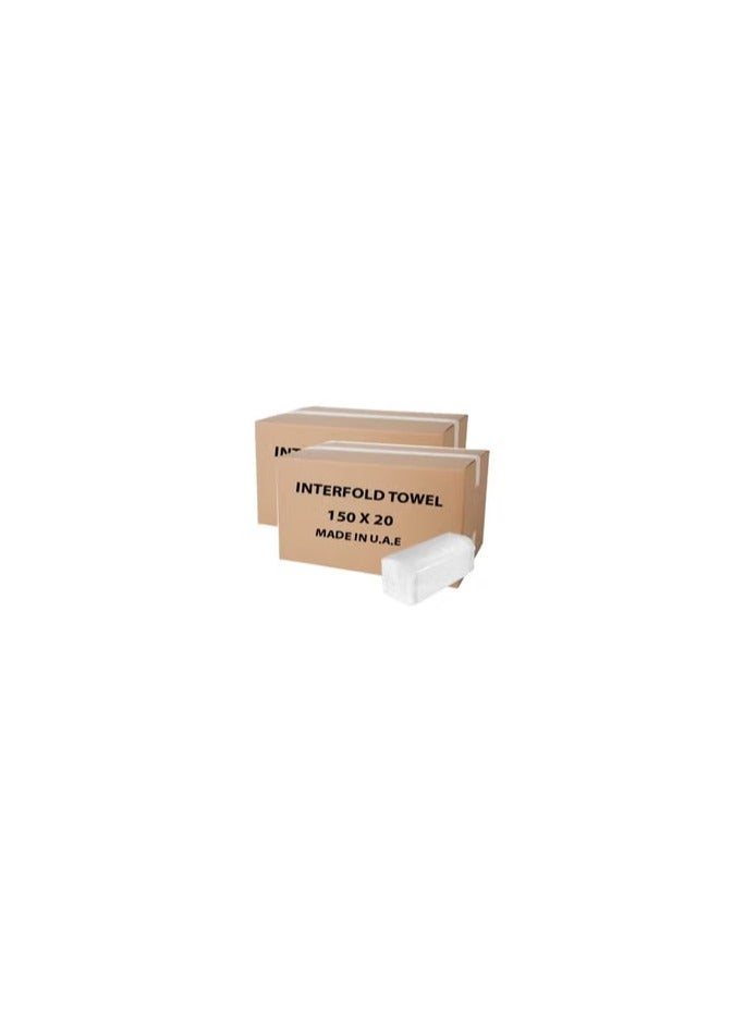 Interfold Hand Towel Tissue Paper - 150 Sheet Pack of 20 - Image 4