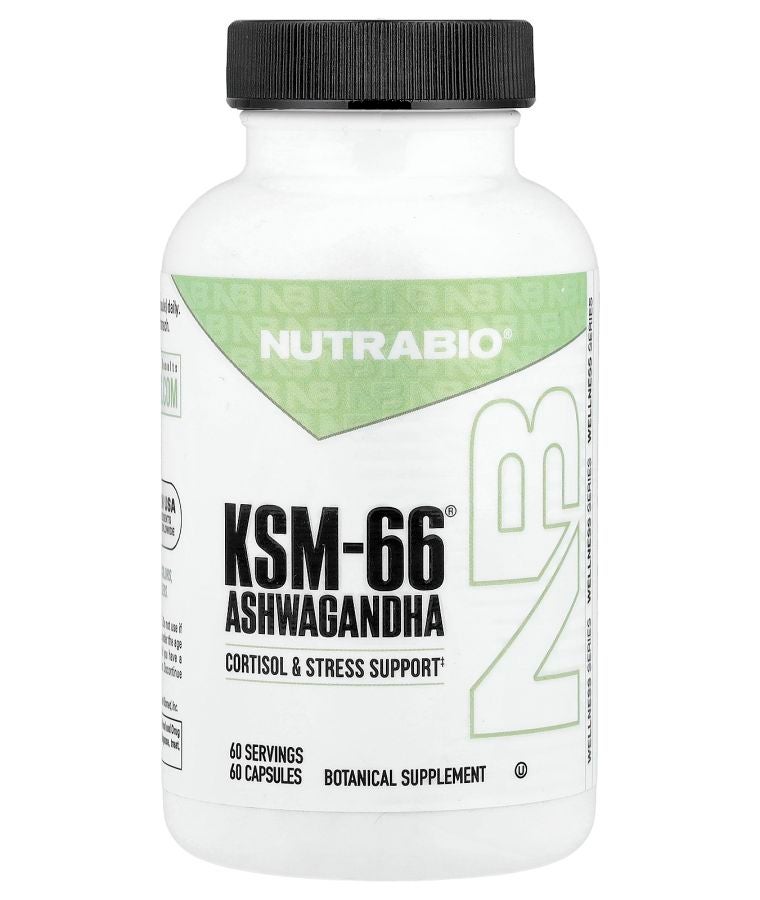 NutraBio KSM-66® أشواغاندا 60 كبسولة (600 ملغ لكل كبسولة)