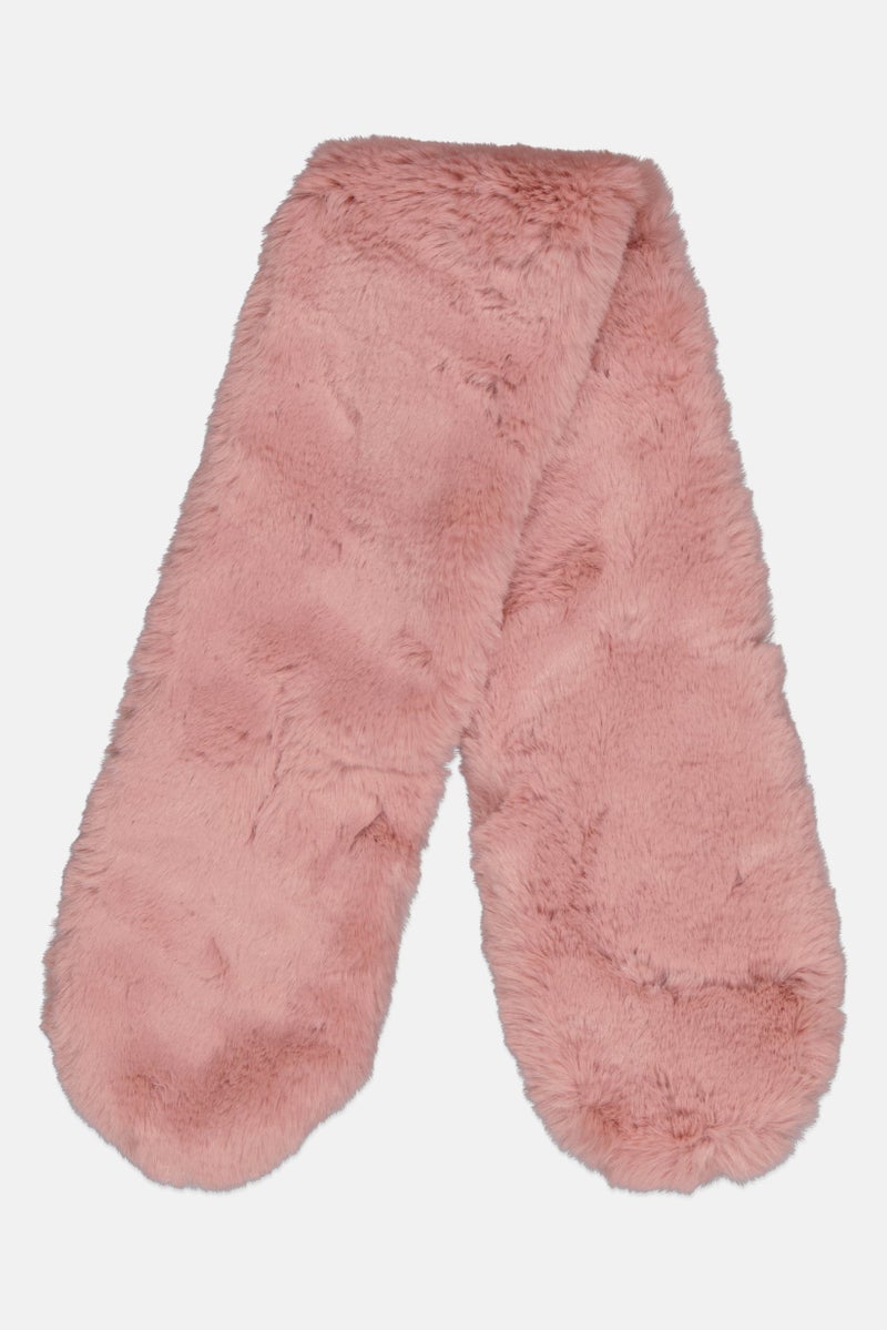 INC Women Faux Fur Scarf 109 X 17 cm, Blush  - Image 1