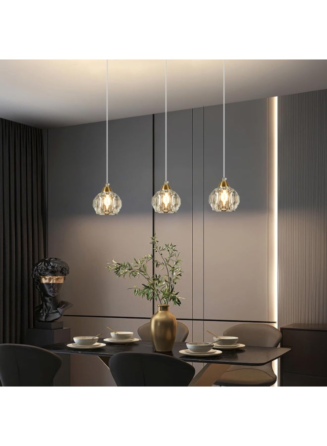 روعة ثريا كريستالية مع مصابيح كهربائية، مصباح معلق قابل للتعديل فوق طاولة الطعام، ثريا عصرية باللون الذهبي. مناسبة لجزر المطبخ والحمامات ومناطق البار. - Image 2