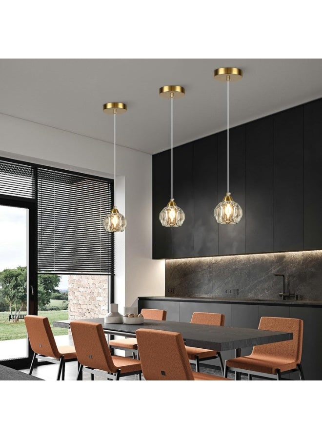 روعة ثريا كريستالية مع مصابيح كهربائية، مصباح معلق قابل للتعديل فوق طاولة الطعام، ثريا عصرية باللون الذهبي. مناسبة لجزر المطبخ والحمامات ومناطق البار. - Image 5