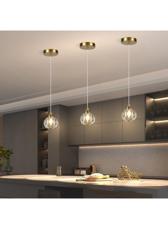 روعة ثريا كريستالية مع مصابيح كهربائية، مصباح معلق قابل للتعديل فوق طاولة الطعام، ثريا عصرية باللون الذهبي. مناسبة لجزر المطبخ والحمامات ومناطق البار. - Image 3