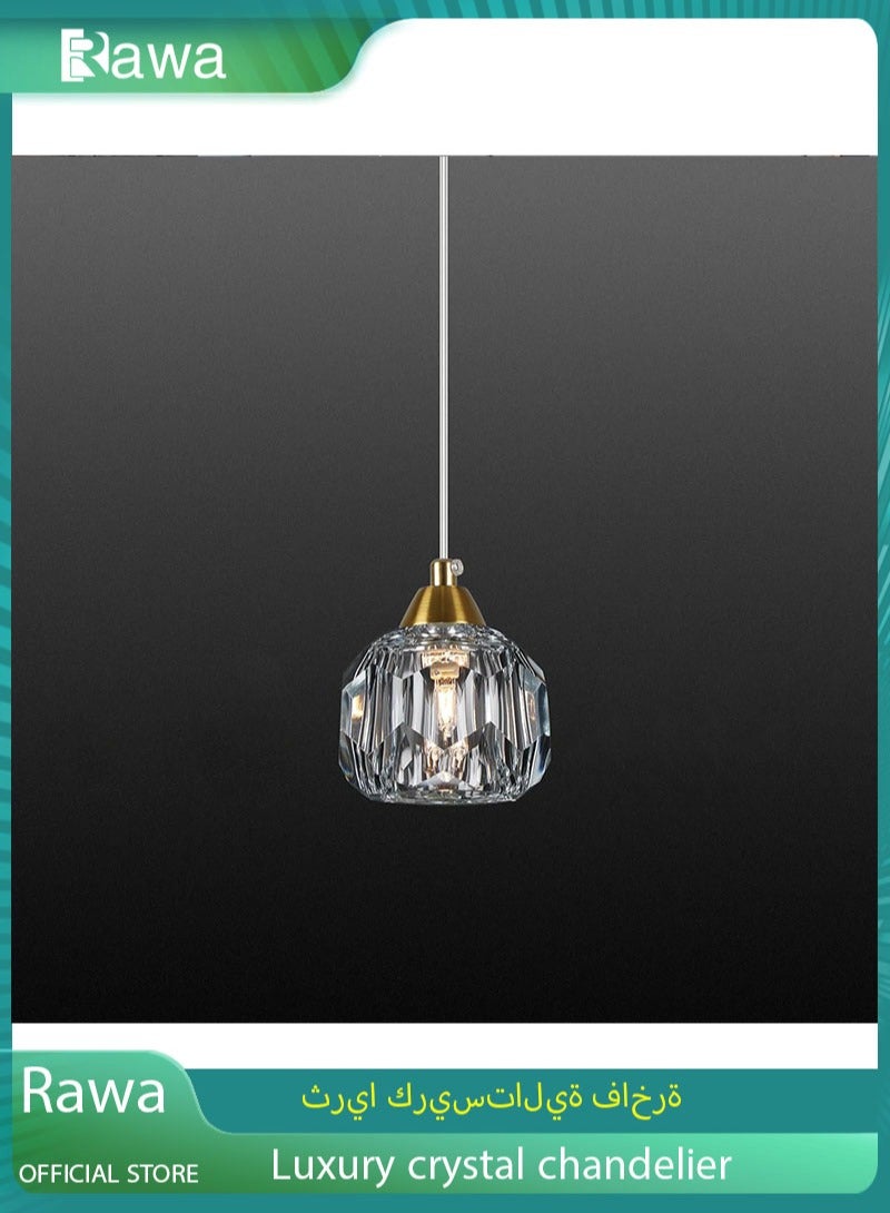 روعة ثريا كريستالية مع مصابيح كهربائية، مصباح معلق قابل للتعديل فوق طاولة الطعام، ثريا عصرية باللون الذهبي. مناسبة لجزر المطبخ والحمامات ومناطق البار. - Image 1