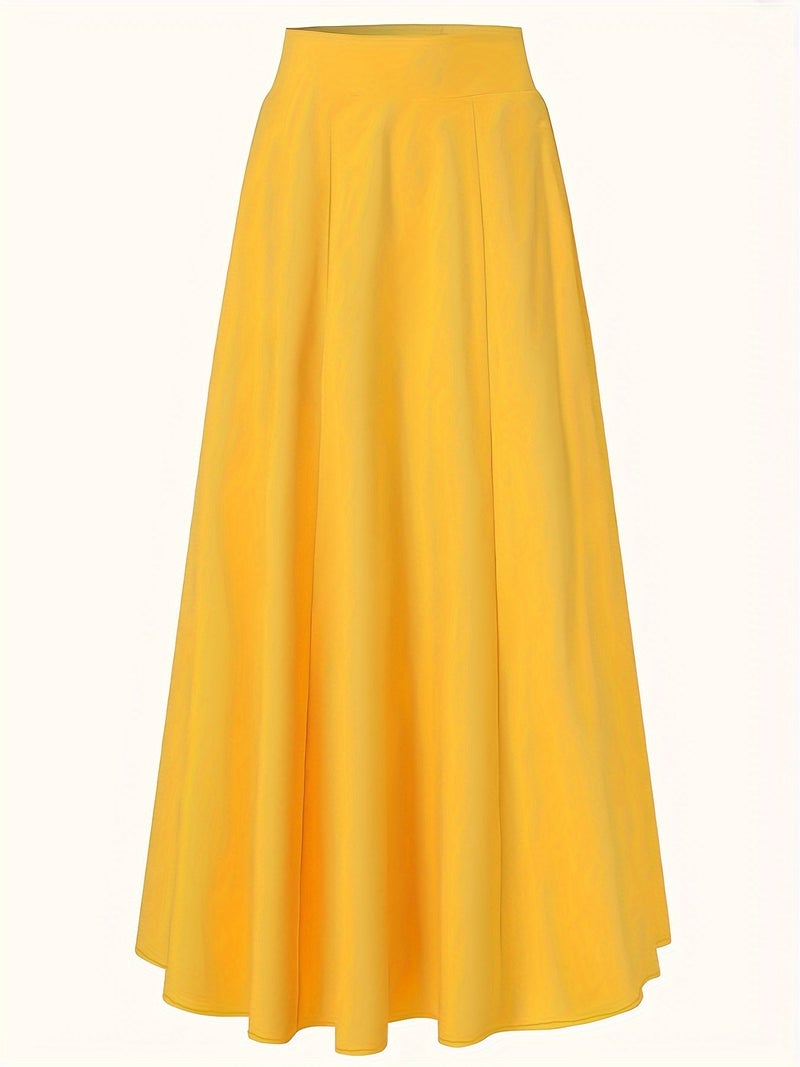 Plus Size Versatile Yellow Skirt Long Dress Loose-Fit Solid Color Casual Clothing 2024 New Style Womens Fashion Cross-Border... Yellow 