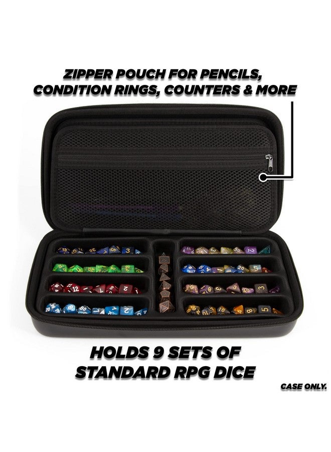 CASEMATIX CASEMATIX Dice Box and Card Case for 9 Sets of RPG Dice, Spell Cards, Counters and Other Accessories - Hard Shell Dice Holder with Embossed Dragon Design, Carry Handle and Dice Tray Functionality  - Image 2