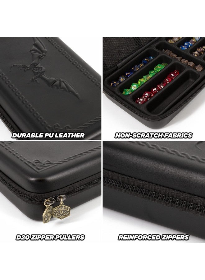 CASEMATIX CASEMATIX Dice Box and Card Case for 9 Sets of RPG Dice, Spell Cards, Counters and Other Accessories - Hard Shell Dice Holder with Embossed Dragon Design, Carry Handle and Dice Tray Functionality  - Image 5